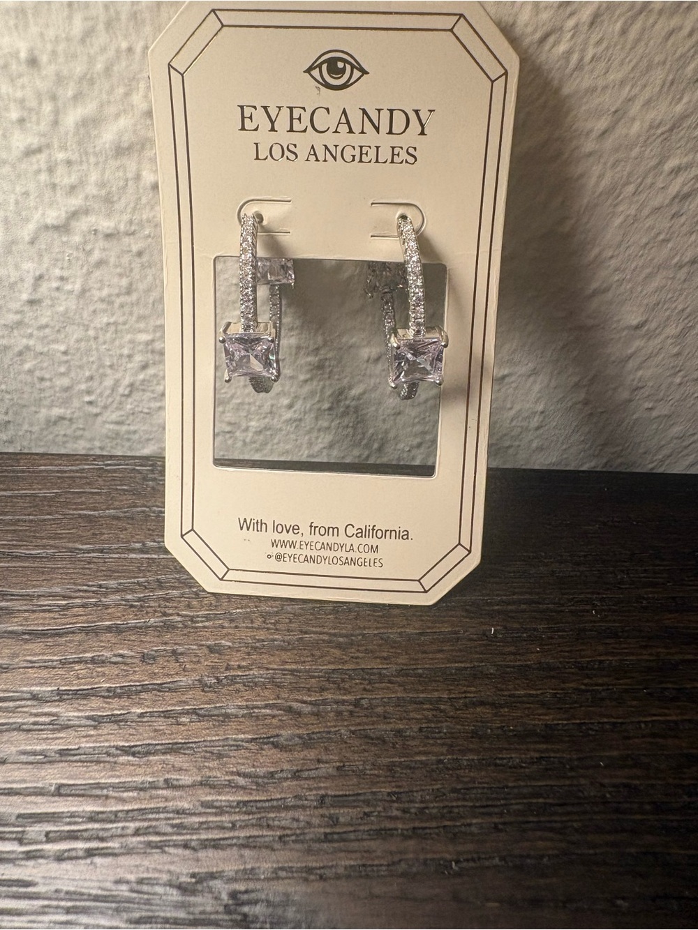 NEW Eye Candy silver rhinestone hoop earrings